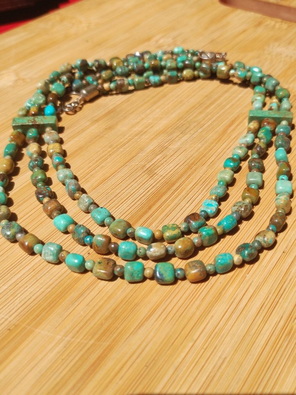 Jay King DTR mine Triple Strand Turquoise Necklace 18"-21" Sterling Silver 925